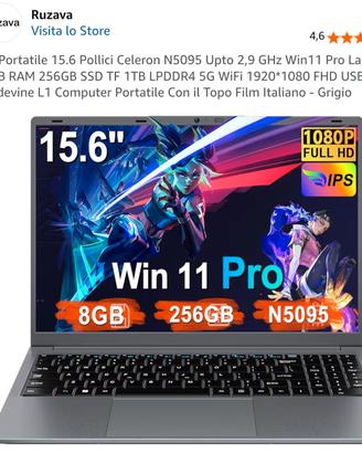 Ruzava Pc Portatile 15.6 Pollici

