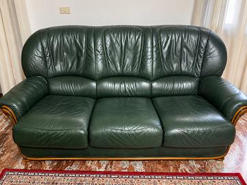 Divano 3 posti in vera pelle verde scuro – stile c