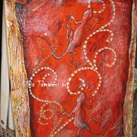 Quadro d'arredo stile etnico-gechi - tecnica mista