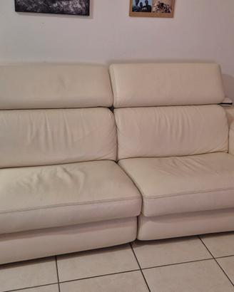 Divano in pelle bianca relax elettrico 