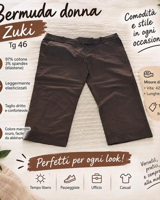 Bermuda donna Zuki marrone scuro Tg 46