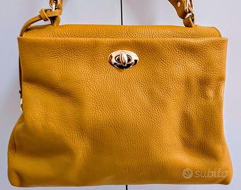 Borsa da donna vera pelle colore senape Melluso.