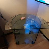 Tavolino design mobiletto in cristallo vintage