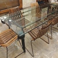 Tavolo in vetro e ferro battuto