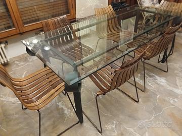 Tavolo in vetro e ferro battuto