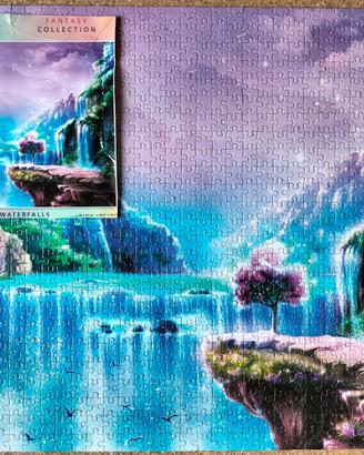 puzzle panorama di montagna con cascate
