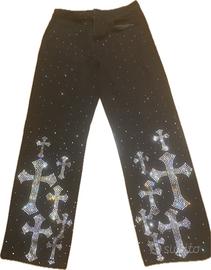 Jeans flared con brillantini