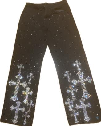 Jeans flared con brillantini