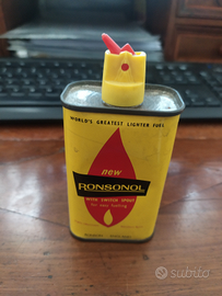 Scatola latta Ronsonol anni 80 benzina accendini