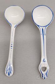 Coppia Cucchiai Porcellana Blu e Bianchi