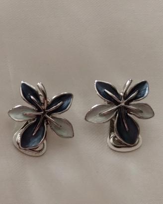 Orecchini in smalto azzurro e argento