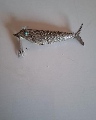Pesce  articolato in filigrana d'argento