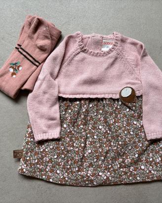 Set vestito + calzamaglia neonata 6 mesi