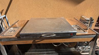 Barbecue piastra Fire top in acciaio con carrello
