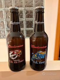 2 Grandi bottiglie vuote vintage Budweiser us navy
