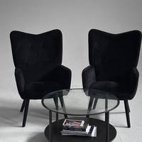 Coppia di poltroncine moderne in velluto nero