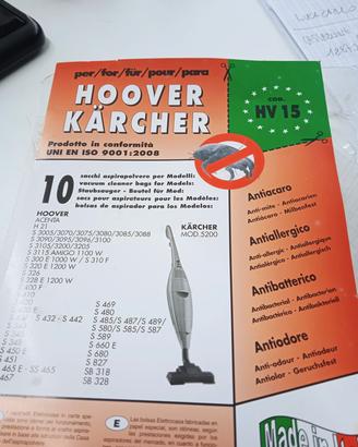 SACCHETTI ORIGINALI HOOVER KARCHER.  7 pezzi