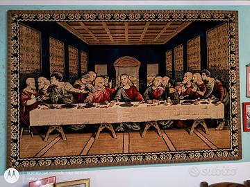 Tappeto/Arazzo con cornice in legno ultima cena 
