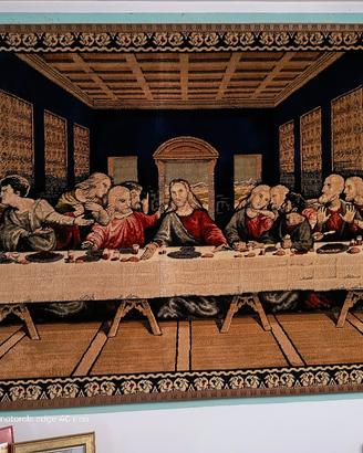 Tappeto/Arazzo con cornice in legno ultima cena 