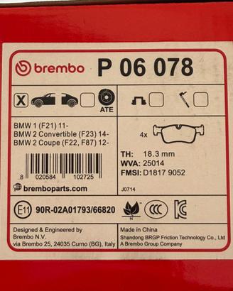 Pastiglie freni Brembo P06078 per Bmw