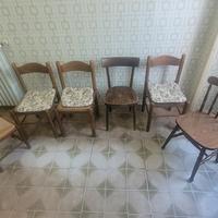 Sedie di faggio di varie forme e misure 