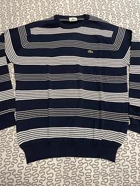 Maglione Lacoste Girocollo Blu Scuro Strisce