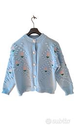 Cardigan all'uncinetto floreale