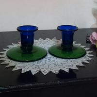 Set coppia di porta candela 🕯vetro   vintage 