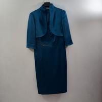 Abito sartoriale elegante cerimonia satin blu tagl