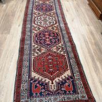 Tappeto vintage guida bordeaux blu  beige