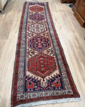 Tappeto vintage guida bordeaux blu  beige
