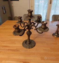 Candelabro in peltro a quattro bracci