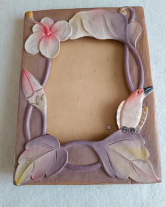 Cornice/portafoto in legno decorato