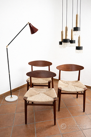 Set tre sedie danesi originali - teak,impagliatura