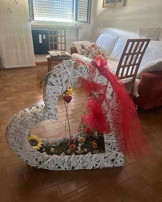 Cuore porta fiori bianco gigante