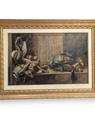 QUADRO NATURA MORTA CON SELVAGGINA FIRMATO