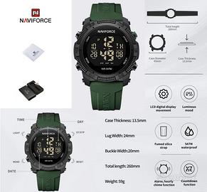 orologio navi force verde militare unisex