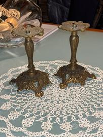 Coppia basi candelabro ottone vintage Barocco