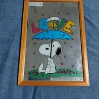 Specchio vintage con disegno smaltato Snoopy 