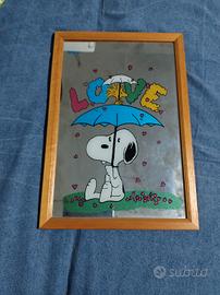 Specchio vintage con disegno smaltato Snoopy 