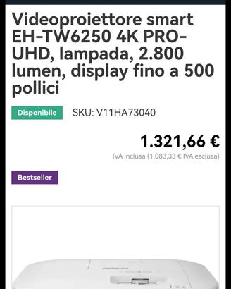 epson th-w6250 4k video proiettore  android 