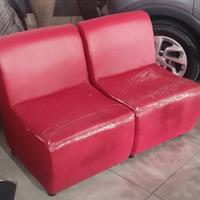 Set 3 poltrone 1 pouf rossi