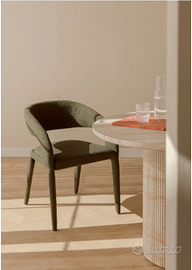 4 Sedie Bouclé verde militare