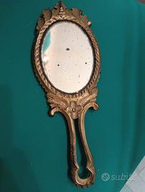 specchio con manico legno dorato - Collezionismo In vendita a Milano