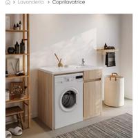 Mobile coprilavatrice 109x60 cm con anta rovere ma
