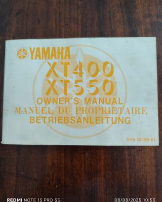 manuale Yamaha XT400-550