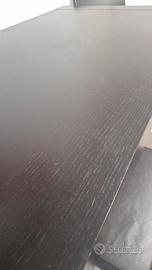 tavolo e sedie in wengè e pelle 