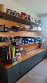 Boiserie di noce con ante laccate 365 x 62 H.232