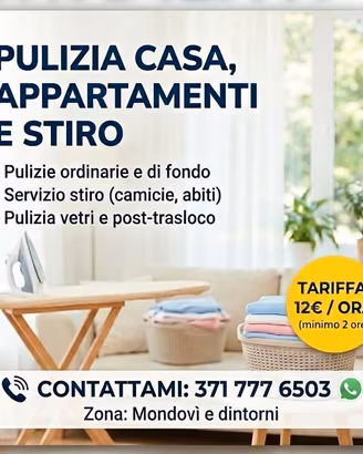 Servizio di Pulizia Casa, Appartamenti e Stiro Cap