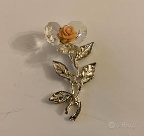 Fiore decorativo vetro e metallo color argento